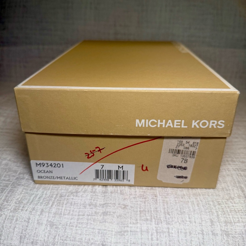 Vintage Michael Kors Ocean Strappy Heels in Bronze Metallic, Size 7 - Picture 2 of 14